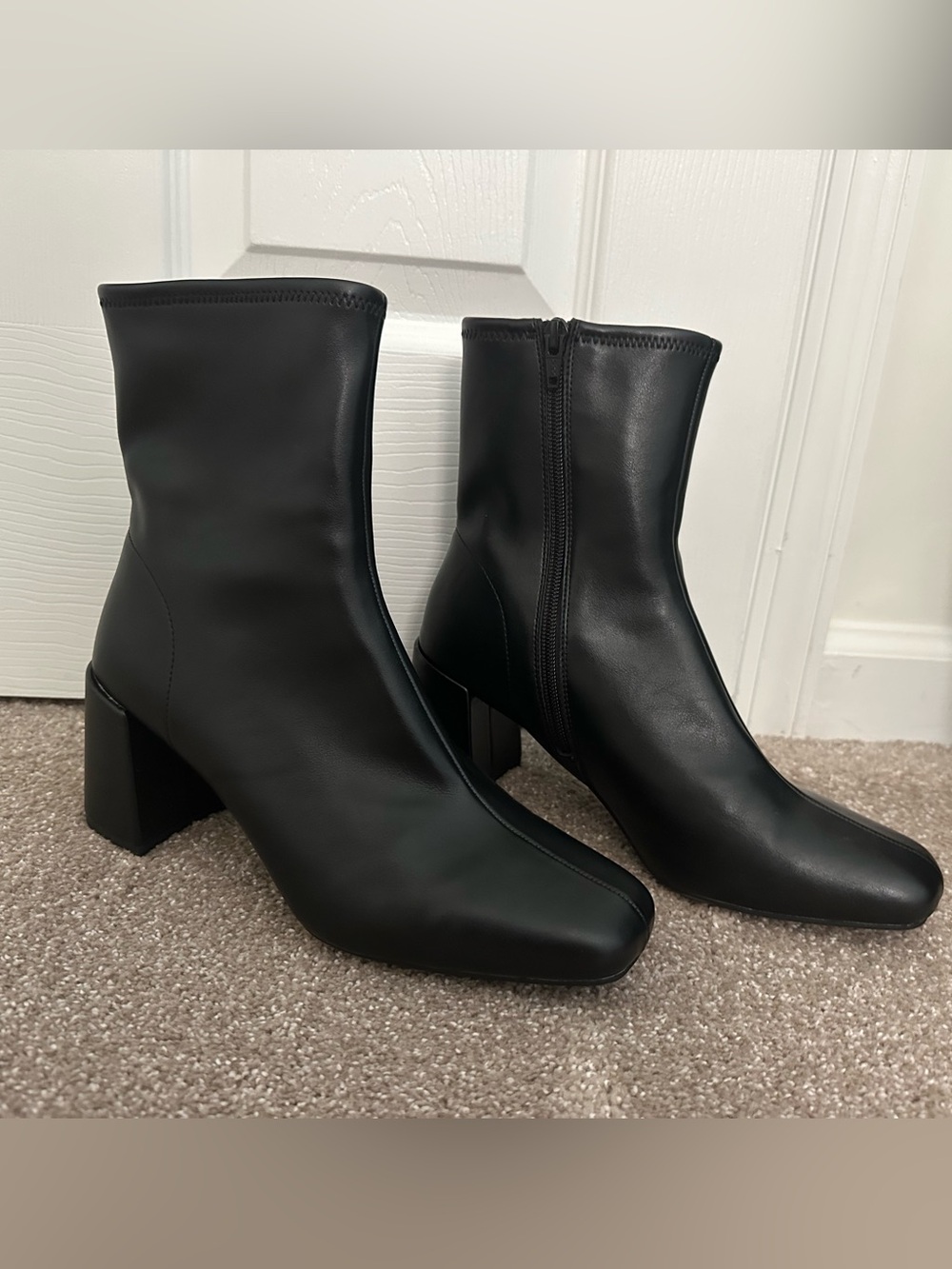 Target Black Square-Toe Block Heel Ankle Boots